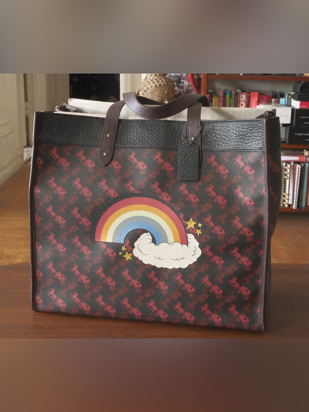 Coach Large Tote with Rainbow & Cloud Print